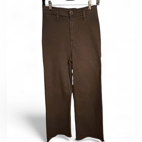 Letter To Juliet Denim - Letter To Juliet Brown Wide Leg Jeans with Distressed Hem